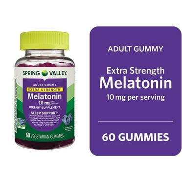 Spring Valley Non GMO Melatonin Sleep Support Dietary Supplement Gummies, Blueberry, 10 mg, 60 Count
