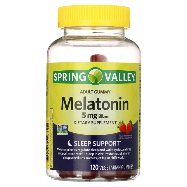 Spring Valley Non GMO Melatonin Dietary Supplement Gummies, Strawberry ...