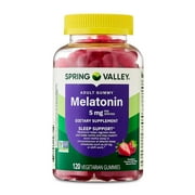 Spring Valley Non GMO Melatonin Sleep Support Dietary Supplement Gummies, Strawberry, 5 mg, 120 Count