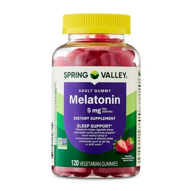 Spring Valley Non GMO Melatonin Sleep Support Dietary Supplement Gummies, Strawberry, 5 mg, 120 Count