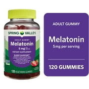 Spring Valley Non GMO Melatonin Sleep Support Dietary Supplement Gummies, Strawberry, 5 mg, 120 Count
