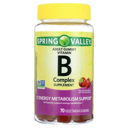 Spring Valley Non GMO Vitamin B Vegetarian Gummies, Strawberry, 70 Count