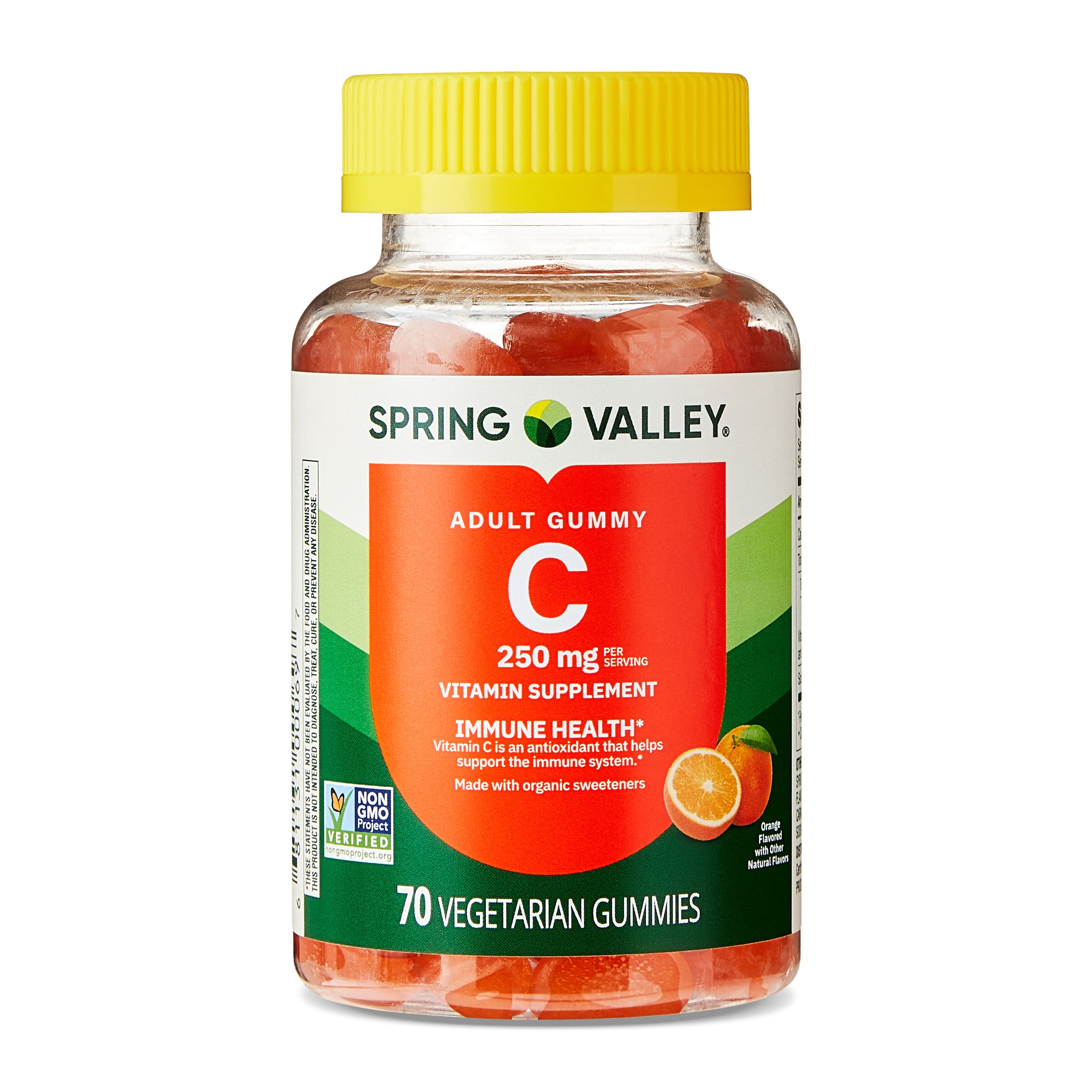 Spring Valley Vitamin C Supplement Vegetarian Gummies for Immune Health, Orange Flavor, 250 mg, 70 Count