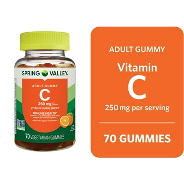 Spring Valley Vitamin C Supplement Vegetarian Gummies for Immune Health, Orange Flavor, 250 mg, 70 Count