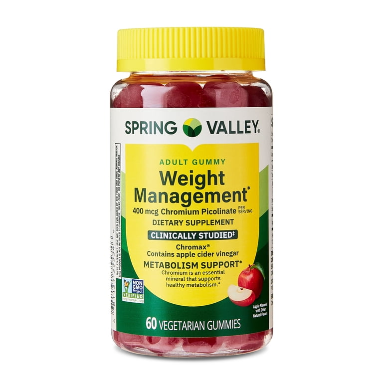 Spring Valley Weight Management Vegetarian Gummy for Metabolism Support, Chromium Picolinate 400mcg, 60ct Natural Apple Flavor Spring Valley Weight Management Vegetarian Gummy for Metabolism Support, Chromium Picolinate 400mcg, 60ct Natural Apple Flavor