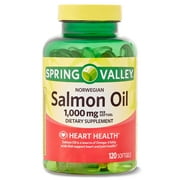 Spring Valley Norwegian Salmon Dietary Supplement Softgels for Heart Health, 1000 mg, 120 Count