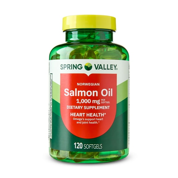 Spring Valley Norwegian Salmon Dietary Supplement Softgels for Heart Health, 1000 mg, 120 Count