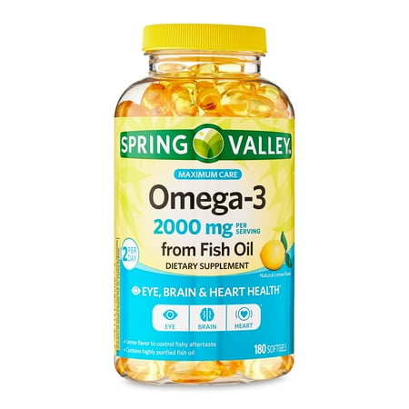 Spring Valley Omega-3 from Fish Oil Maximum Care Softgels, 2000mg, 180 Count