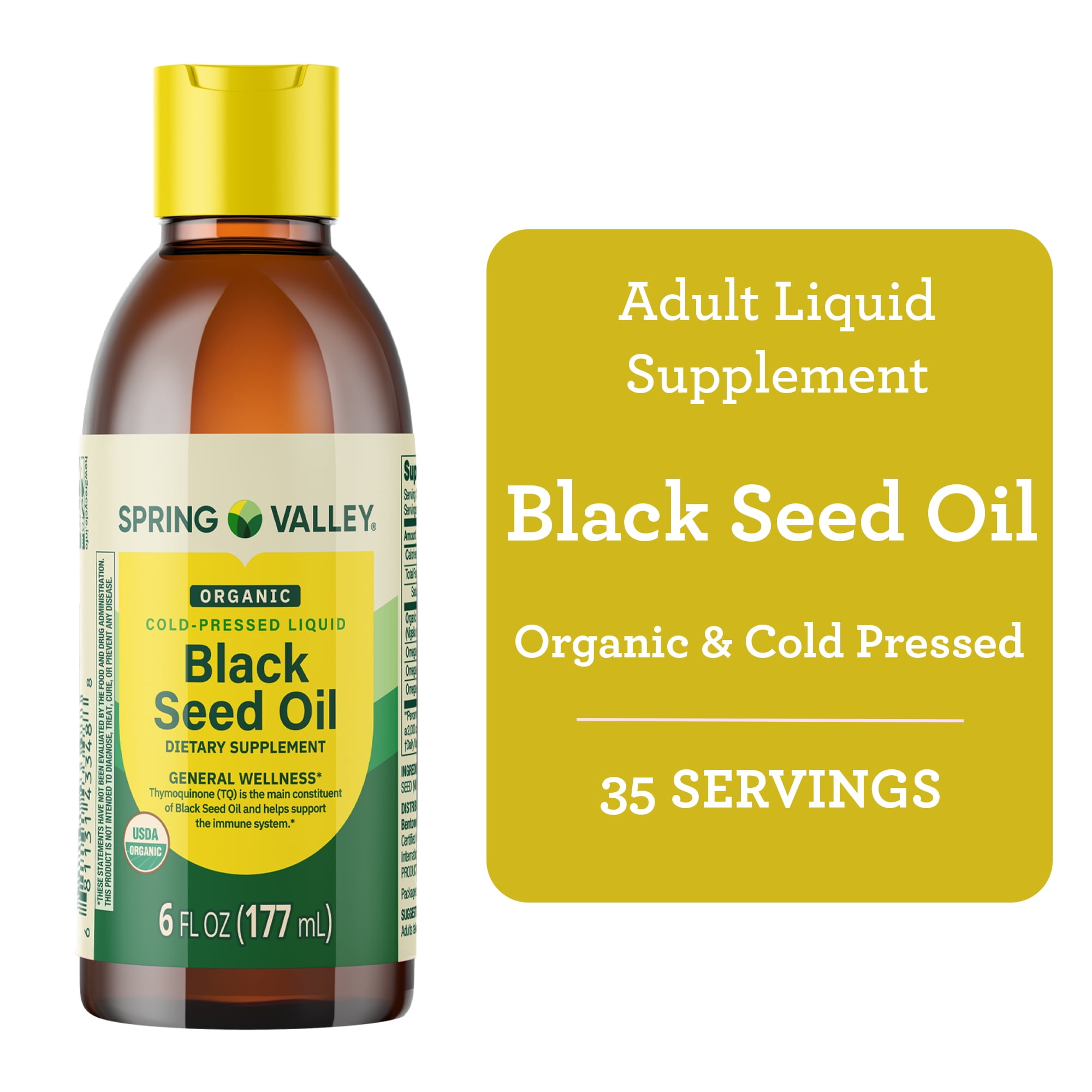 Spring Valley Organic Cold-Pressed Black Seed Oil, Liquid Dietary Supplement, 6 fl oz