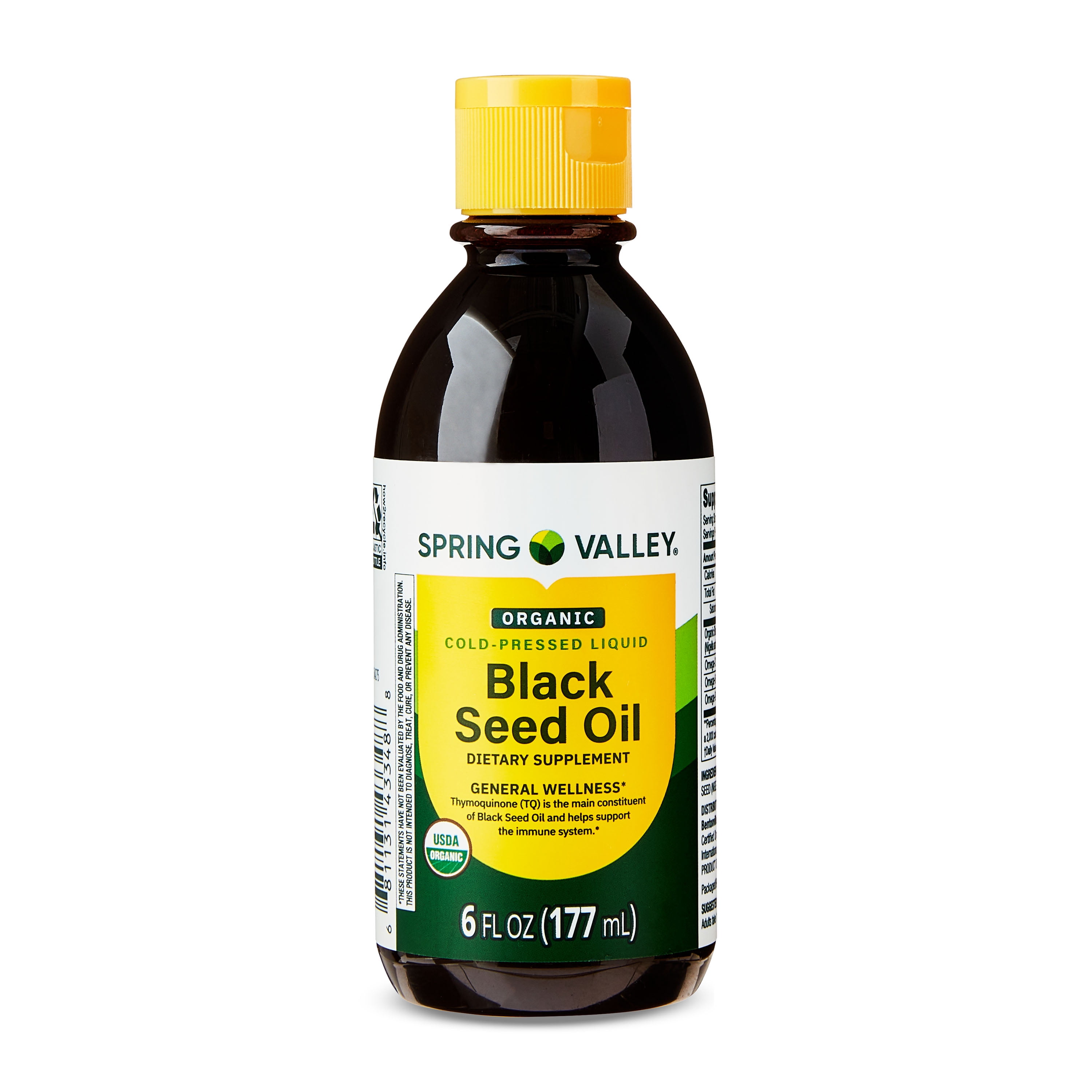 Spring Valley Organic Cold-Pressed Black Seed Oil, Liquid Dietary Supplement, 6 fl oz