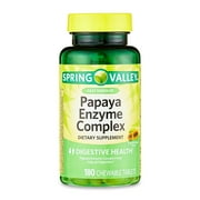 Spring Valley Papaya Enzyme Complex Chewable Tablets Dietary Supplement, Digestive Health, 180 Count