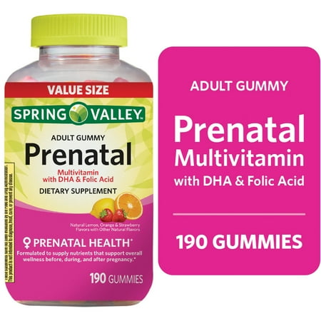 Spring Valley Prenatal Multivitamin Gummies with DHA and Folic Acid, 190 Count