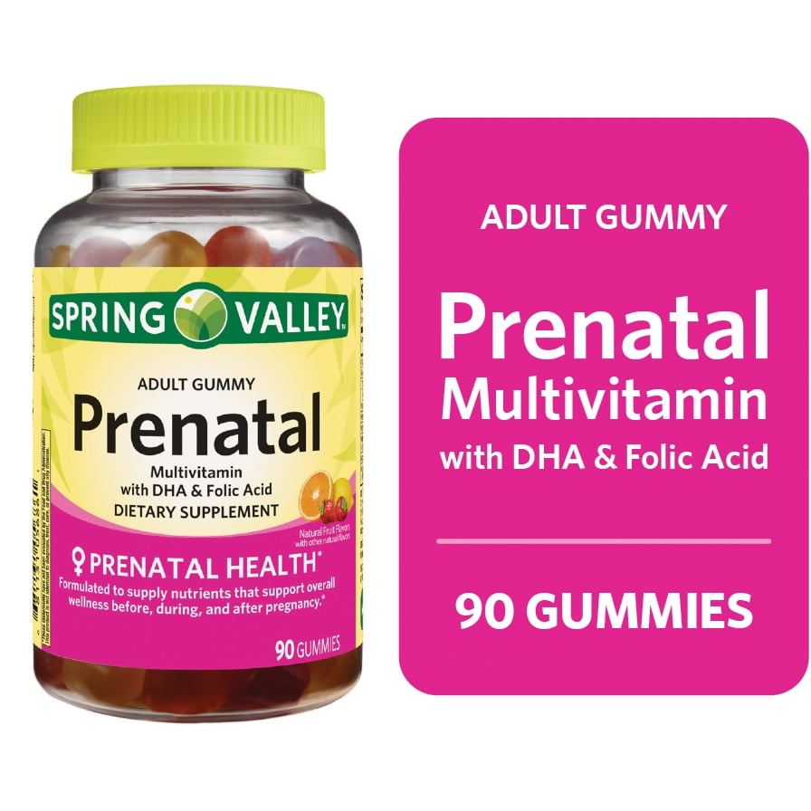 Spring Valley Prenatal Multivitamin Gummies with DHA and Folic Acid, 90 Count