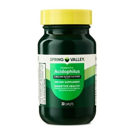 Spring Valley Probiotic Acidophilus Caplets for Digestive Health, 1 Billion Active Cultures, 30 Count