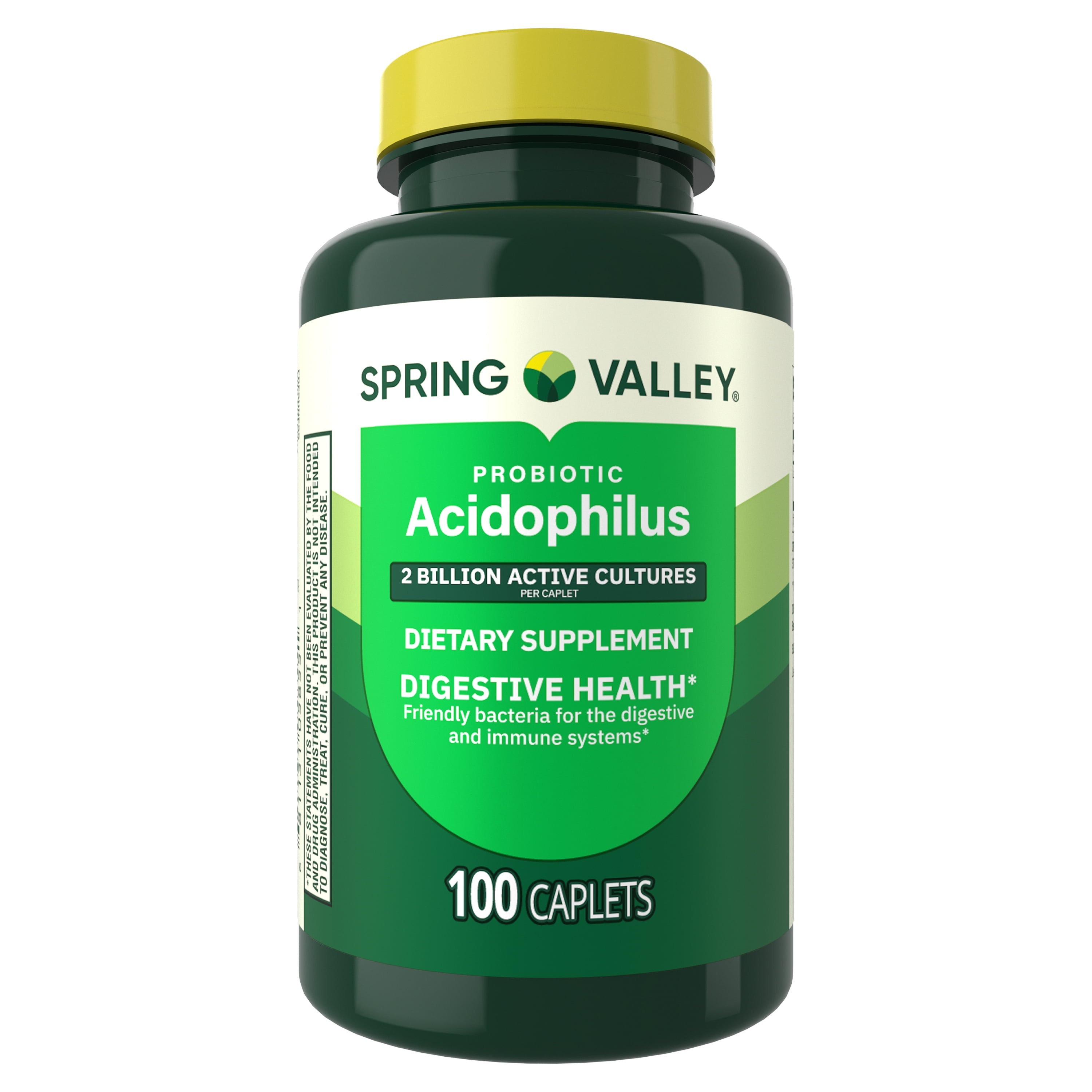 Spring Valley Probiotic Acidophilus Caplets for Digestive Health, 2 Billion Active Cultures, 100 Count