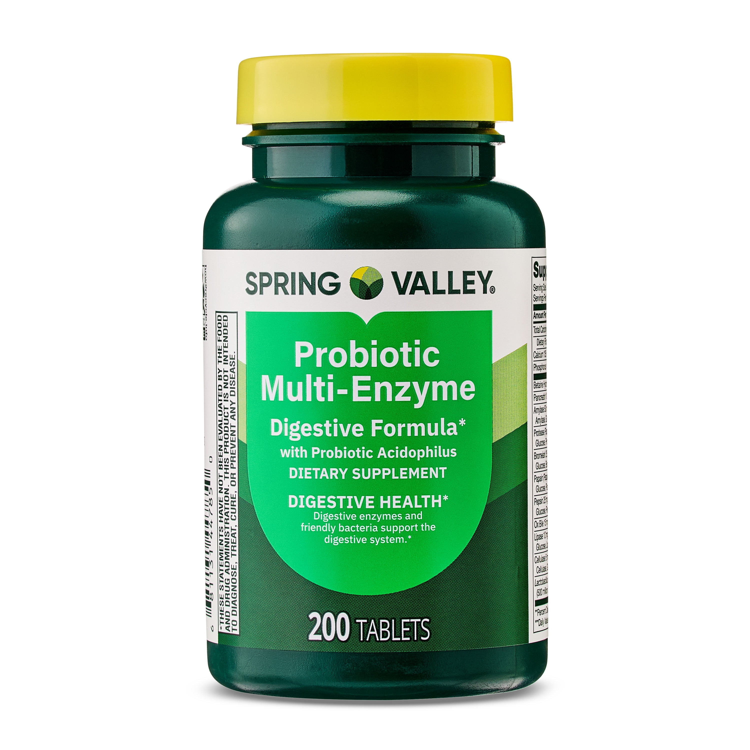 Spring Valley Probiotic Multi-Enzyme Digestive Formula Tablets for Digestive Health, 200 Count