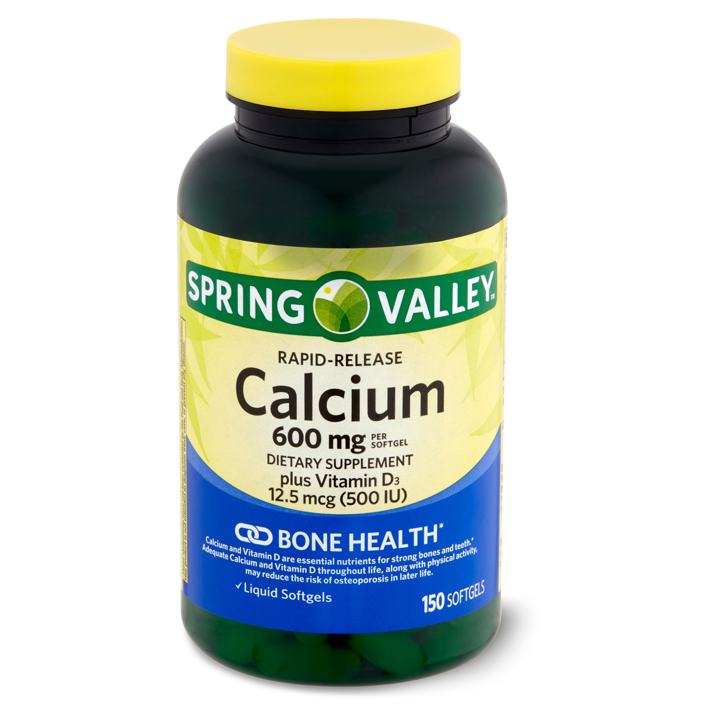 Spring Valley Rapid-Release Calcium Dietary Supplement, 600 mg, 150 Count - image 1 of 9