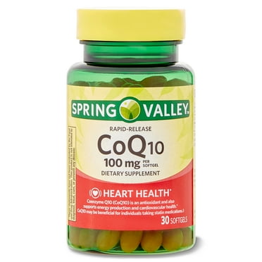Spring Valley Rapid-Release CoQ10 Heart Health Dietary Supplement Softgels, 100 mg, 30 Count