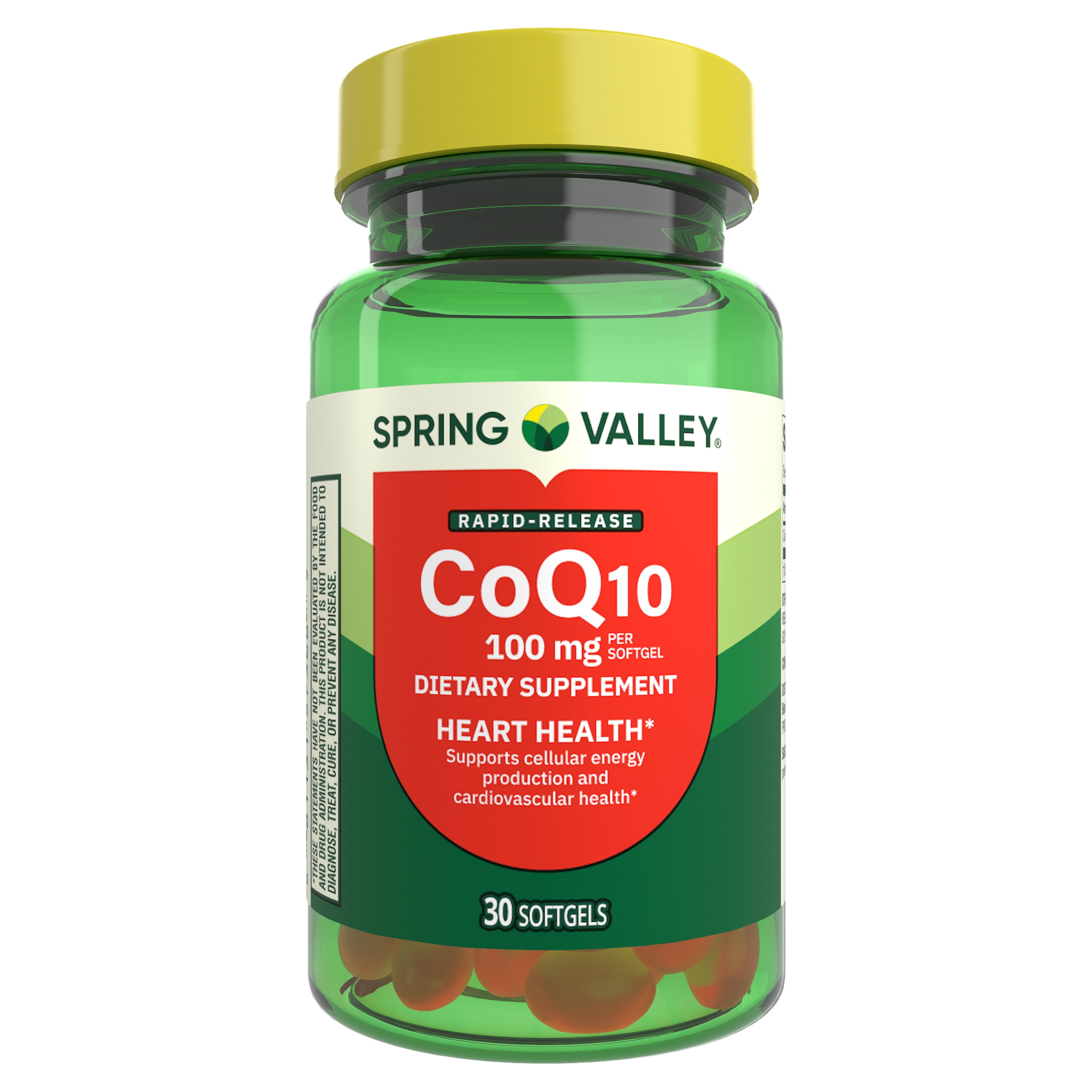 Spring Valley Rapid-Release CoQ10 Heart Health Dietary Supplement Softgels, 100 mg, 30 Count
