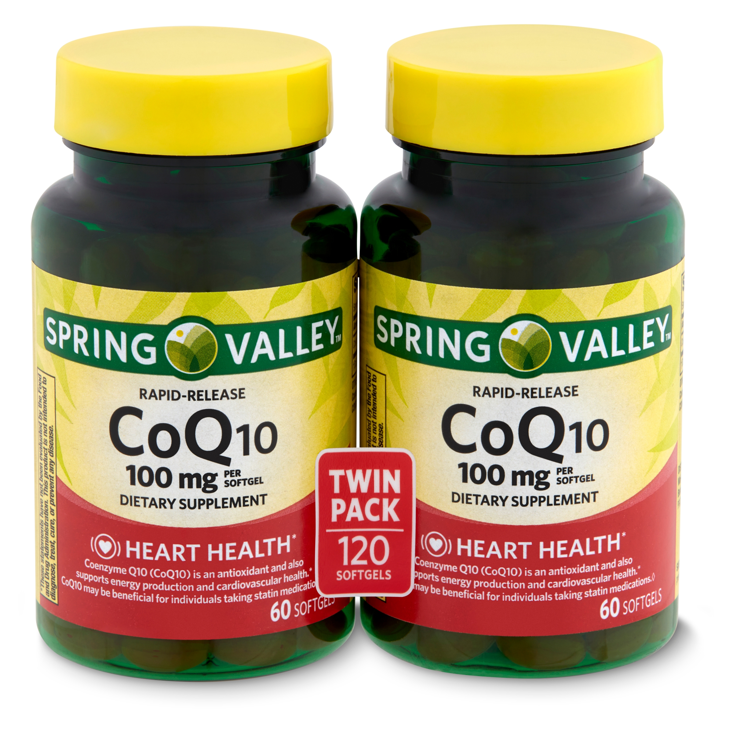 Spring Valley Rapid-Release CoQ10 Dietary Supplement 100mg Softgels, 60 Count, 2 Pack - image 1 of 8