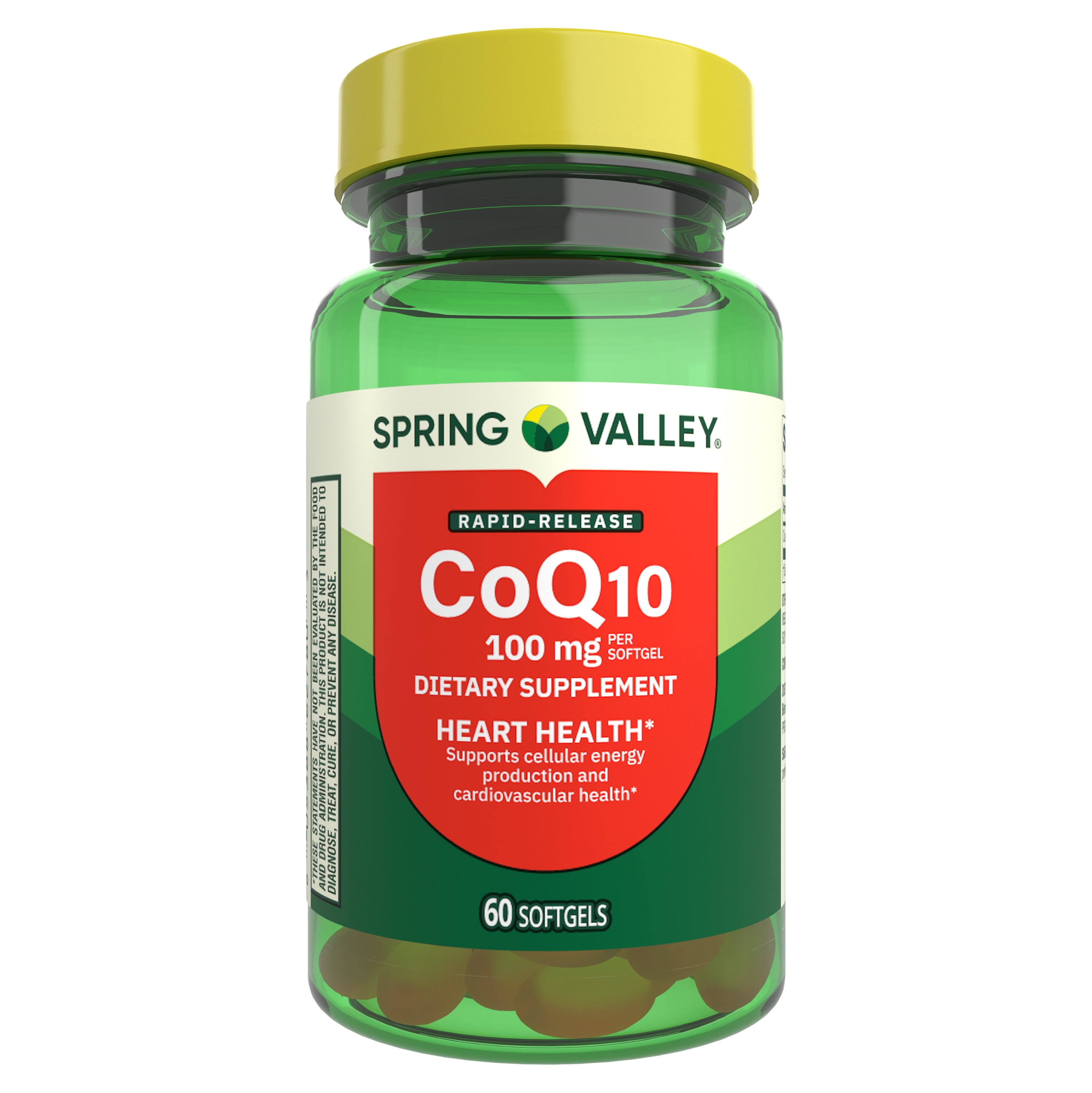 Spring Valley Rapid-Release CoQ10 Heart Health Dietary Supplement Softgels, 100 mg, 60 Count