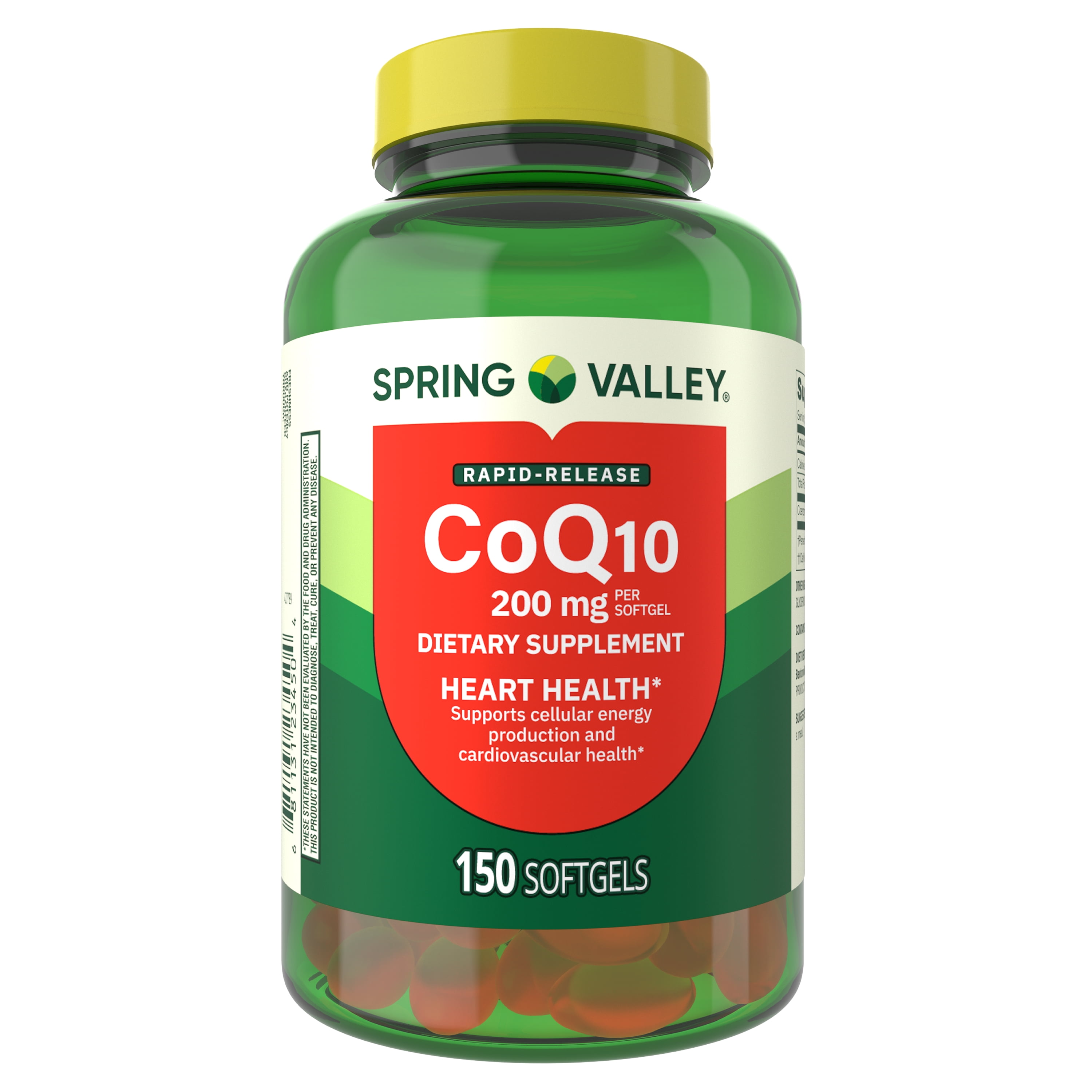 Spring Valley Rapid-Release CoQ10 Dietary Supplement Softgels for Heart Health, 200 mg, 150 Count