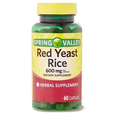 Spring Valley Red Yeast Rice Dietary Supplement Capsules, 600 mg, 60 Count