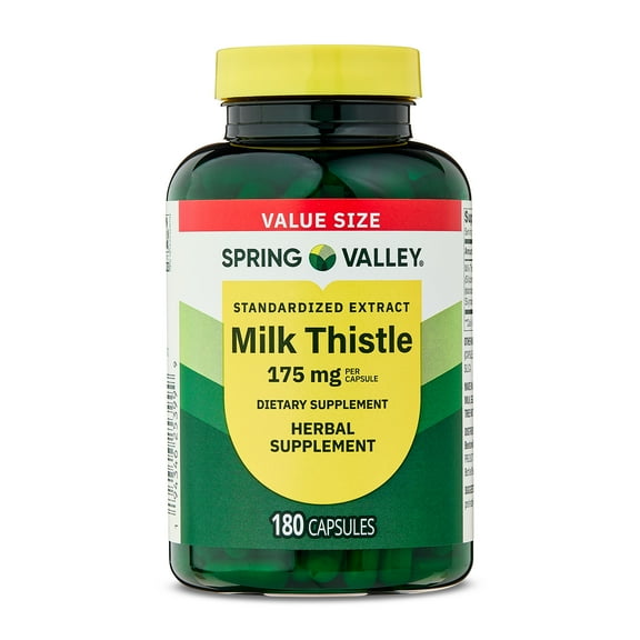 Spring Valley Standardized Extract Milk Thistle Dietary Supplement Capsules, 175 mg, 180 Capsules