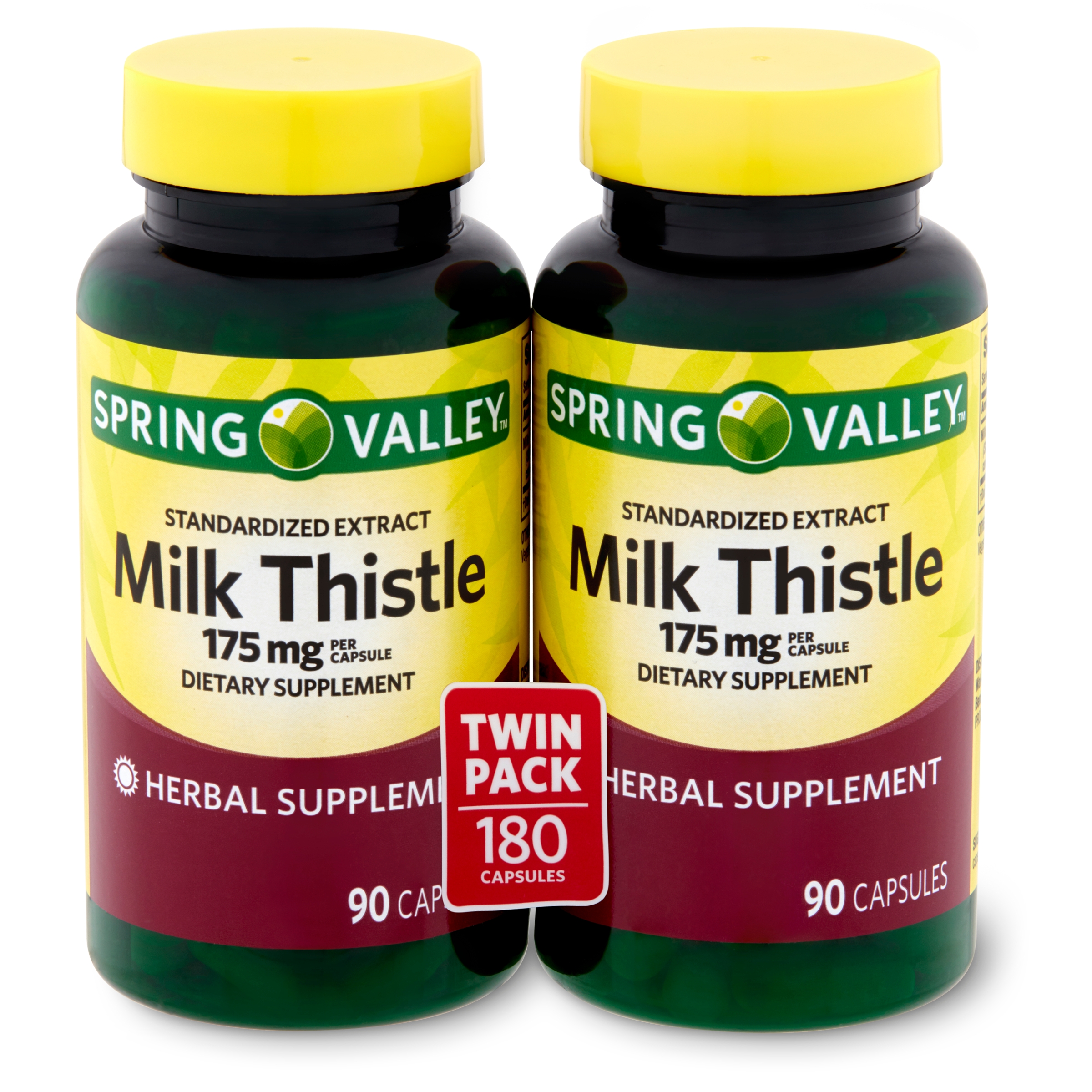 Spring Valley Standardized Extract Milk Thistle Dietary Supplement Capsules Twin Pack, 175 mg, 1180 Count - image 1 of 8