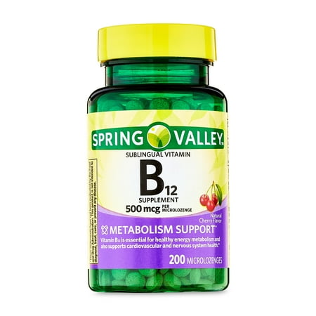 Spring Valley Sublingual Vitamin B12 Microlozenges, 500 mcg, 200 Count