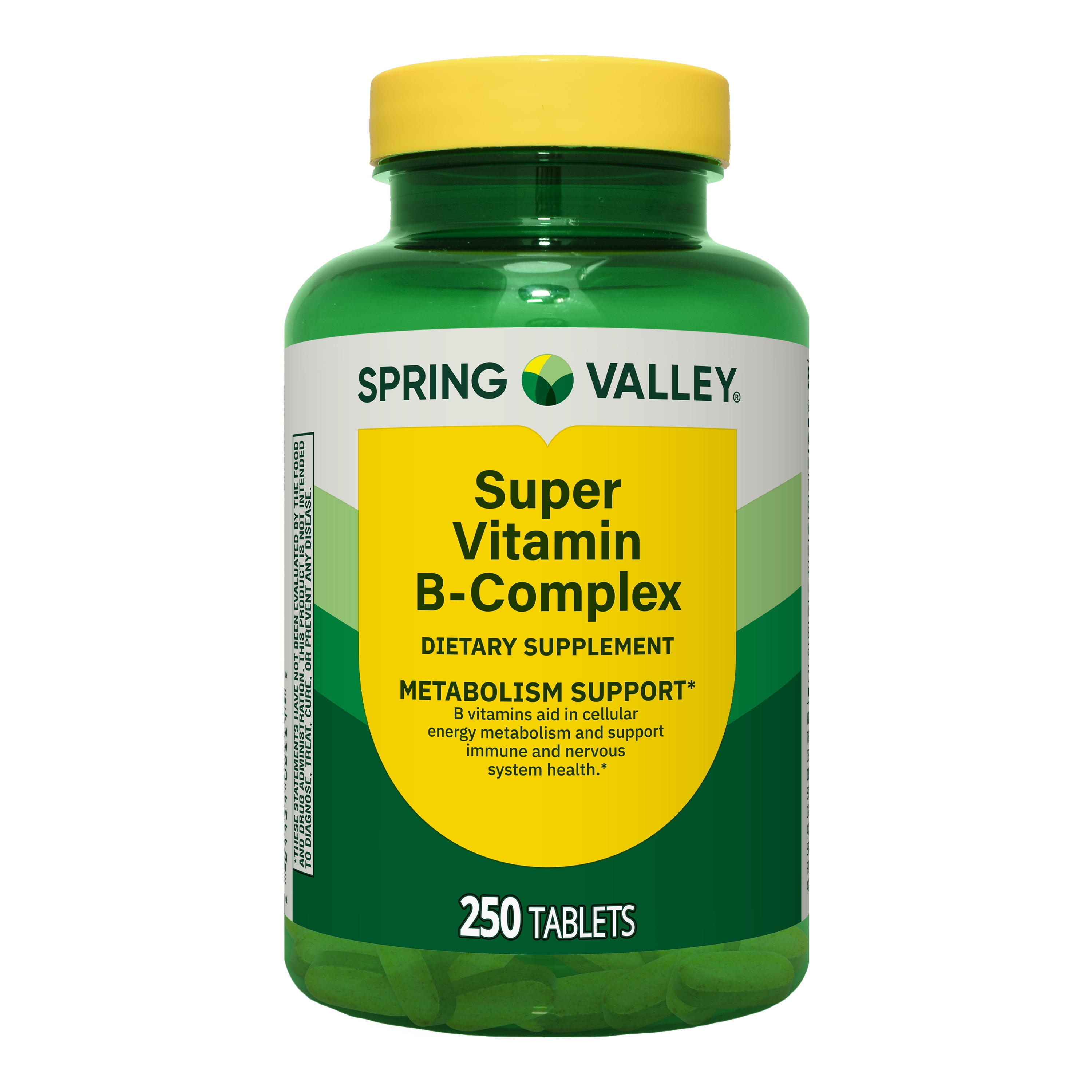 Spring Valley Super Vitamin B-Complex Dietary Supplement Tablets for Metabolism Support, 250 Count