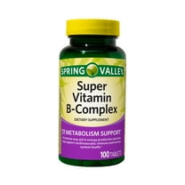 Spring Valley Super Vitamin B-Complex Dietary Supplement Tablets for Metabolism Support, 100 Count