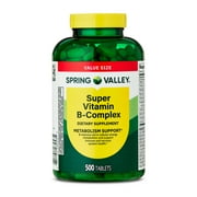 Spring Valley Super Vitamin B-Complex Tablets Dietary Supplement Value Size, 500 Count