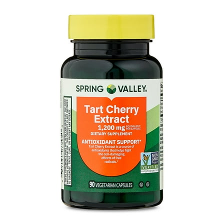 Spring Valley Tart Cherry Extract Dietary Supplement Vegetarian Capsules for Antioxidant Support , 1200 mg, 90 Count