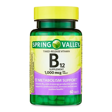 Spring Valley Timed-Release Vitamin B12 Tablets, 1,000 mcg, 60 Count