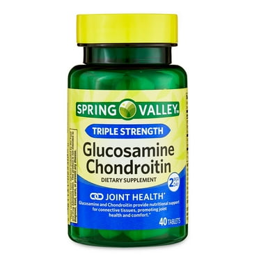 Spring Valley Triple Strength Glucosamine Chondroitin Dietary Supplement Tablets for Joint Health, 40 Count