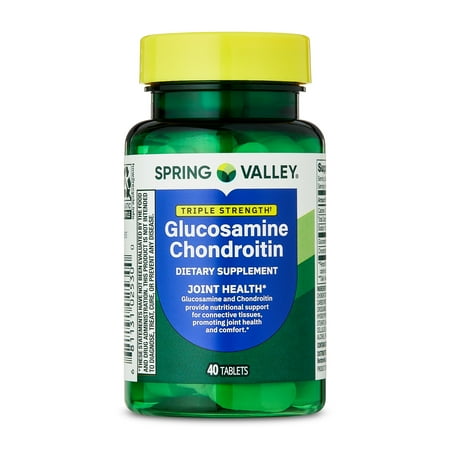 Spring Valley Triple Strength Glucosamine Chondroitin Dietary Supplement Tablets for Joint Health, 40 Count