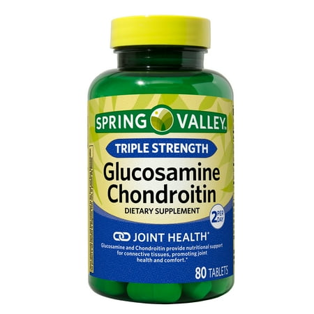 Spring Valley Triple Strength Glucosamine Chondroitin Tablets Dietary Supplement, 80 Count