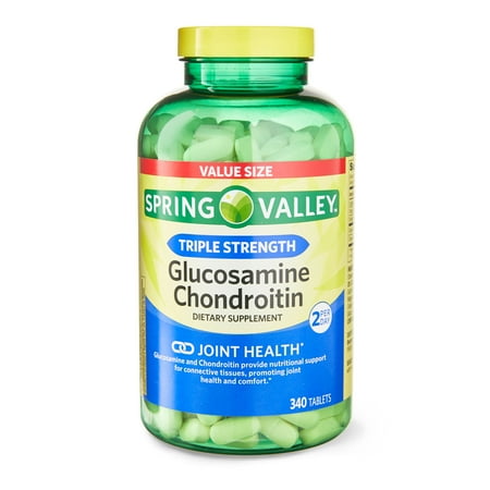Spring Valley Triple Strength Glucosamine Chondroitin Dietary Supplement Tablets for Joint Health, 340 Count