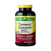 Spring Valley Turmeric Curcumin with Ginger Powder General Wellness Dietary Supplement Vegetarian Capsules, 500 mg, 250 Count