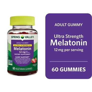 Spring Valley Ultra Strength Melatonin Sleep Support Dietary Supplement Vegetarian Gummies, 12 mg, 60 Count