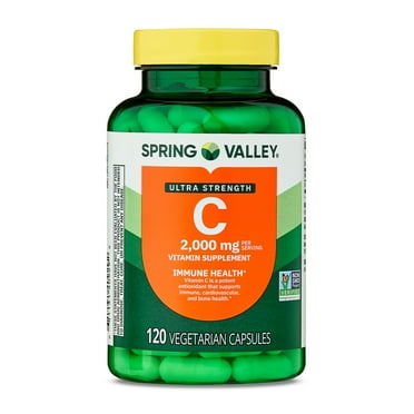 Spring Valley Ultra Strength Vitamin C Dietary Supplement Capsules for Immune Health, 2,000 mg, 120 Count