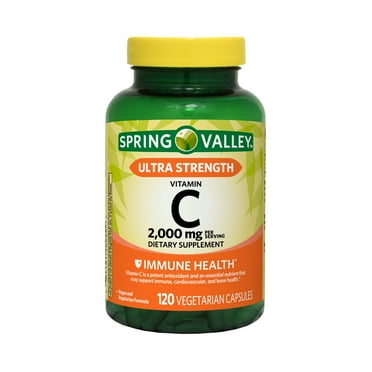 (3 pack) Spring Valley Ultra Strength Vitamin C Dietary Supplement Capsules for Immune Health, 2,000 mg, 120 Count