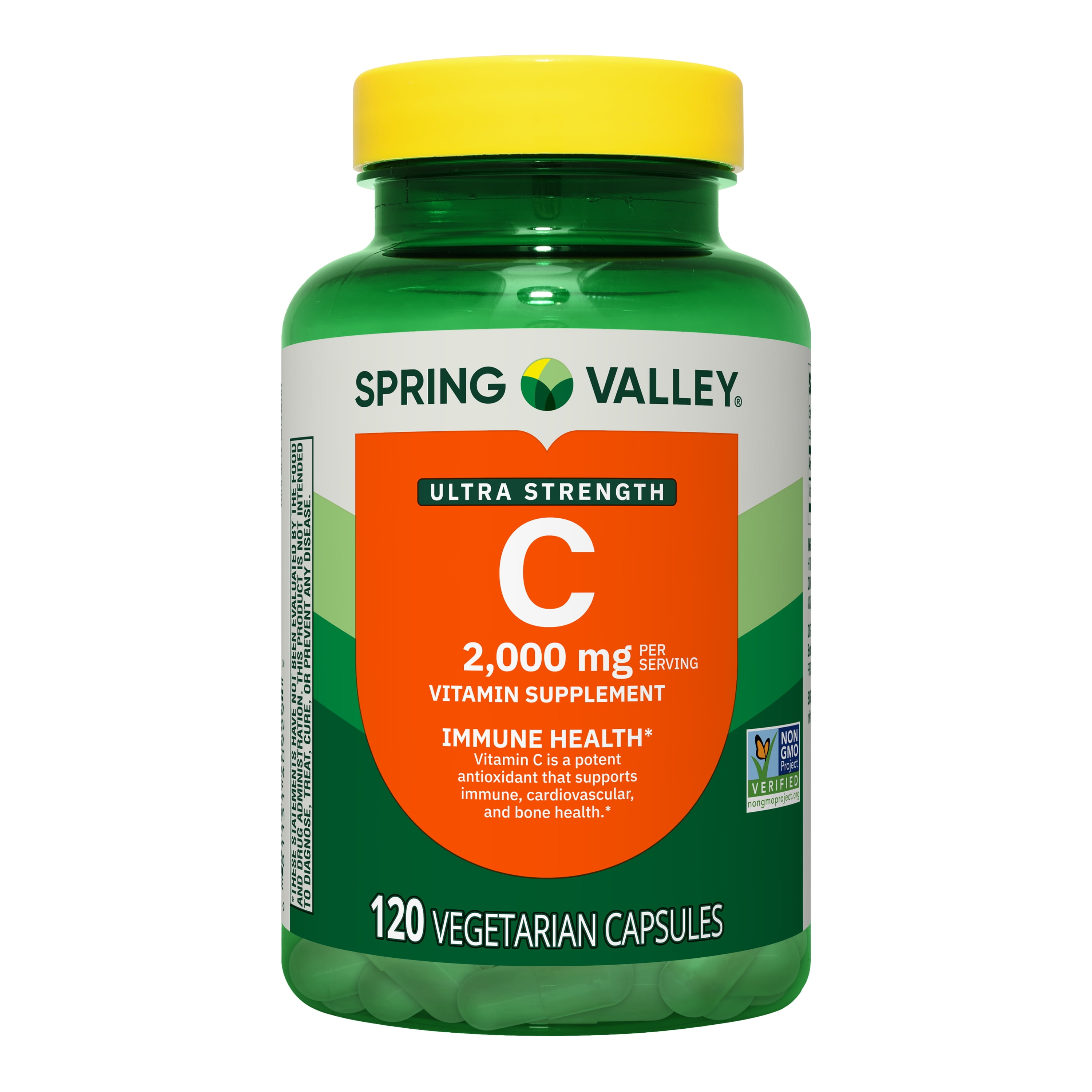 Spring Valley Ultra Strength Vitamin C Dietary Supplement Capsules for Immune Health, 2,000 mg, 120 Count