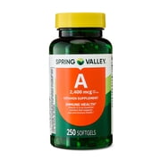 Spring Valley Vitamin A Supplement 2,400mcg Per Softgels, 250 Count