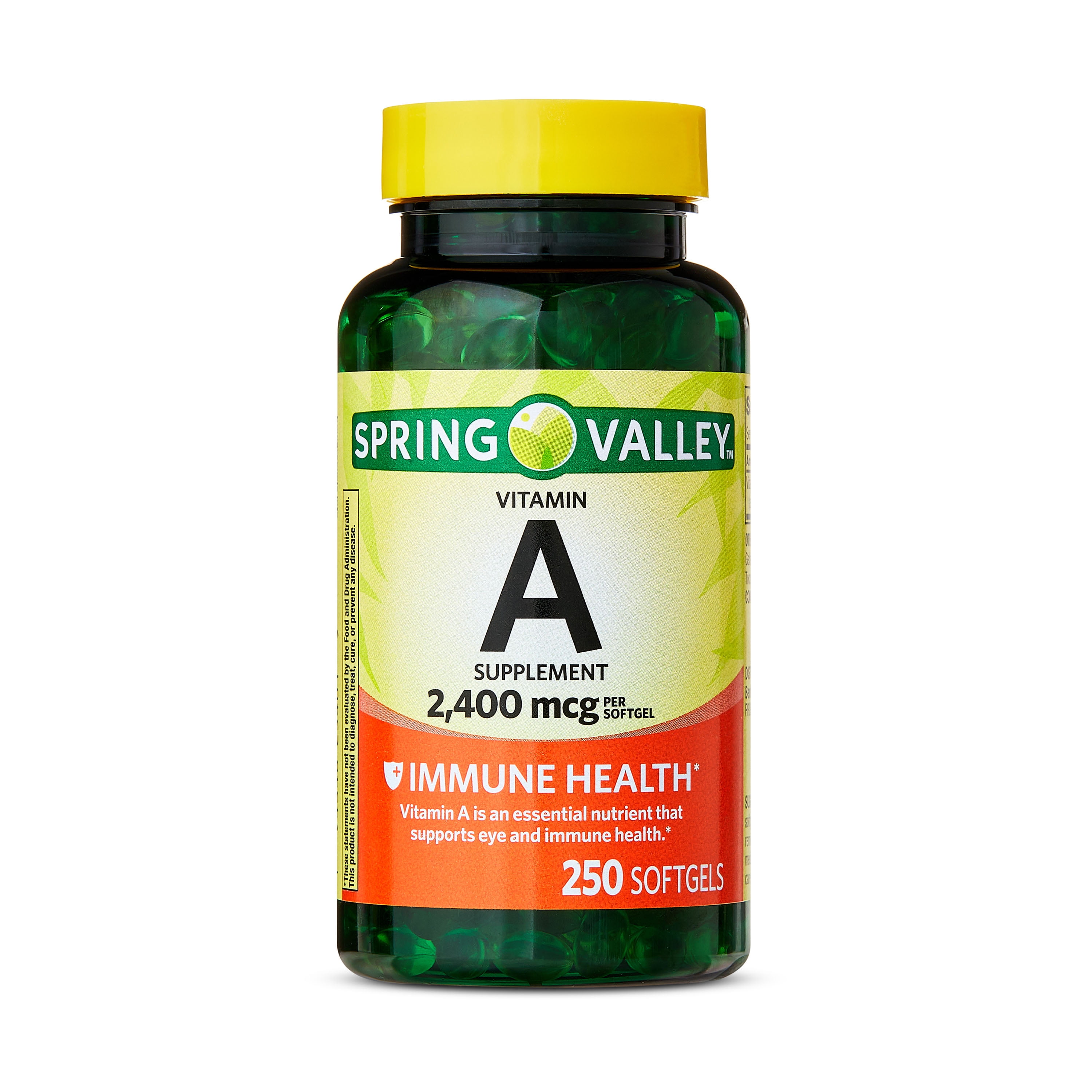 Spring Valley Vitamin A Supplement Softgels for Immune Health, 2400 mcg , 250 Count