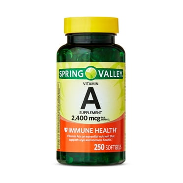 Spring Valley Vitamin A Supplement Softgels for Immune Health, 2400 mcg , 250 Count