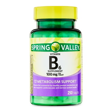 Spring Valley Vitamin B6 Supplement Tablets for Metabolism Support, 100 mg, 250 Count