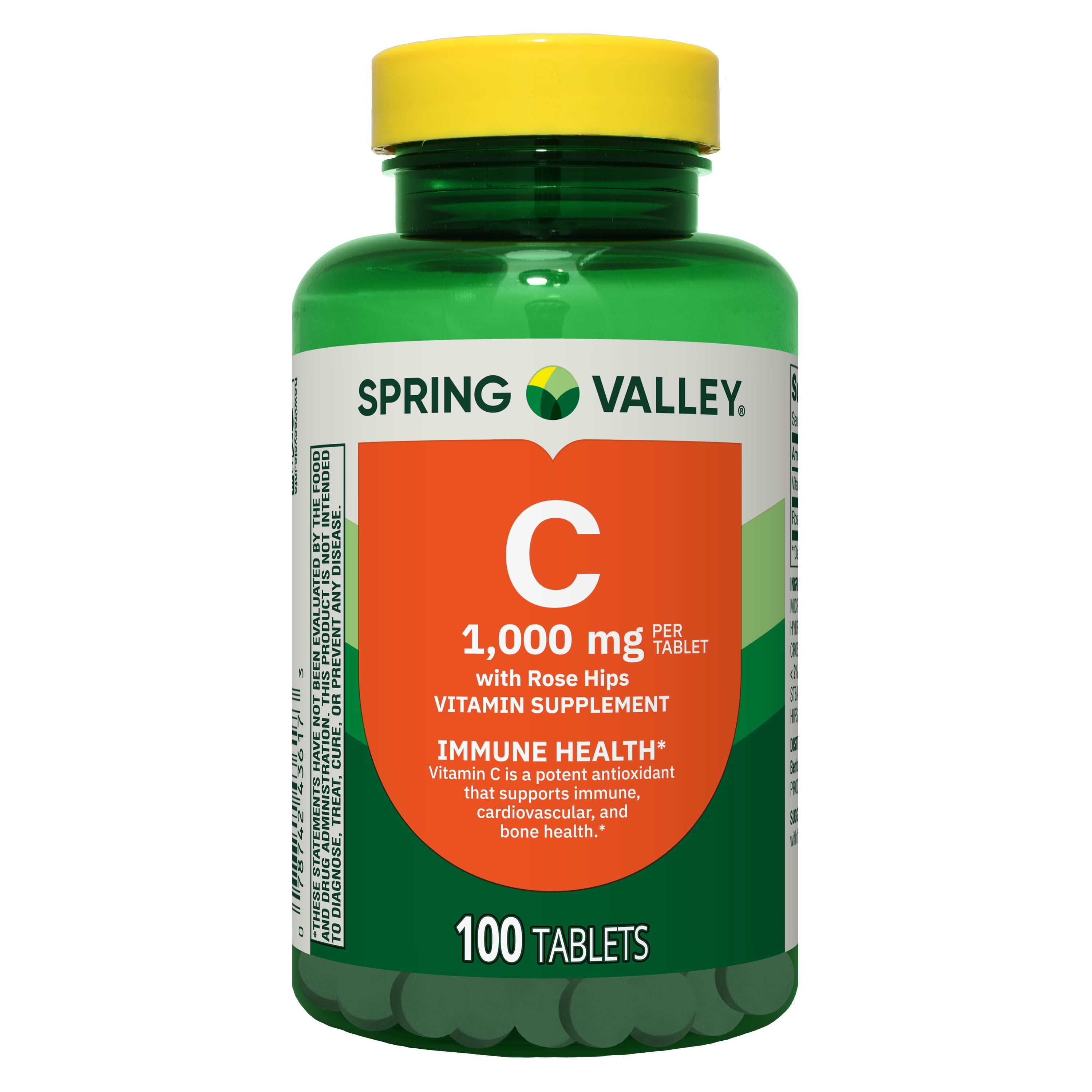 Spring Valley Vitamin C Dietary Supplement Fast Dissolve Tablets for Immune Health, Orange Flavor, 500 mg, 120 Count