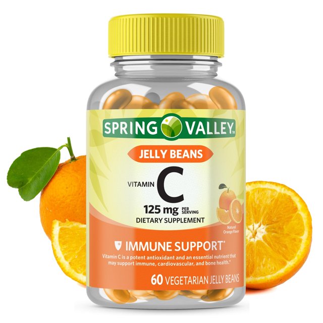 Spring Valley Vitamin C Jelly Beans, 60ct, 125mg, Vegetarian Jelly
